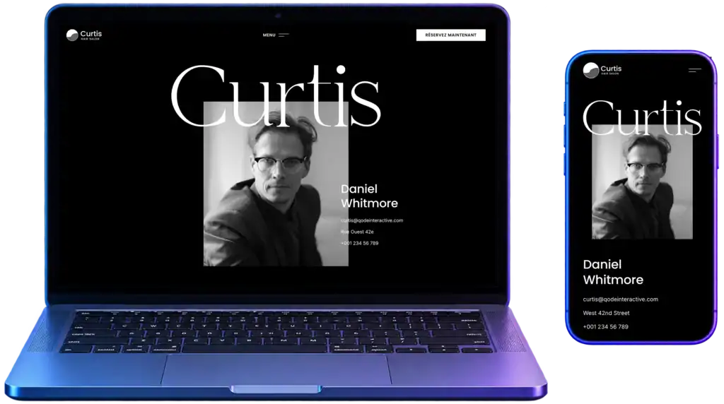 aperçu mobile du site CURTIS pour salon de coiffure